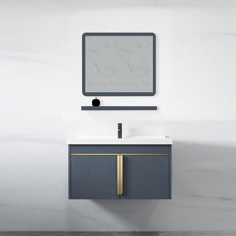 Contemporary Wall Mount Bath Vanity Mirror Cabinet Vanity Cabinet with Storage Shelving Vanity & Faucet & Mirrors Blue Clearhalo 'Bathroom Remodel & Bathroom Fixtures' 'Bathroom Vanities' 'bathroom_vanities' 'Home Improvement' 'home_improvement' 'home_improvement_bathroom_vanities' 6787059