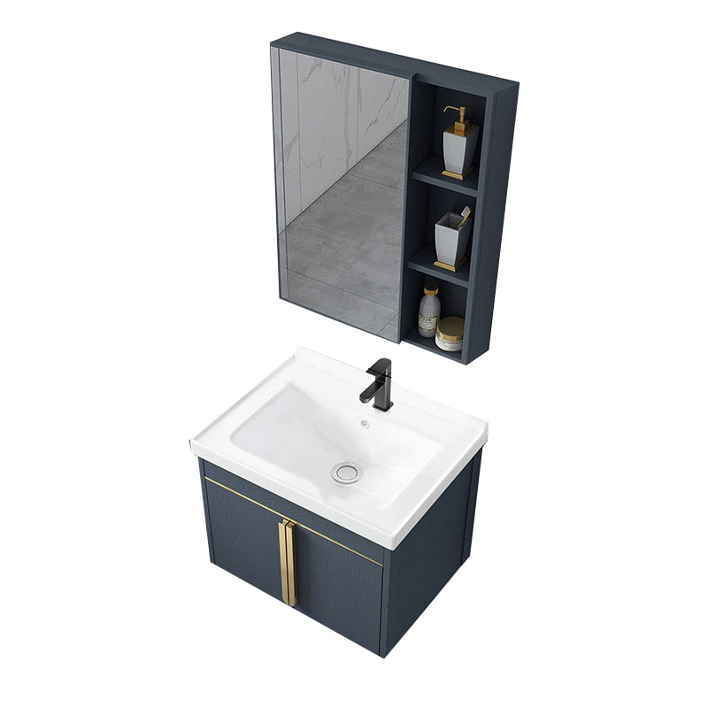 Contemporary Wall Mount Bath Vanity Mirror Cabinet Vanity Cabinet with Storage Shelving Vanity & Faucet & Mirror Cabinet 24"L x 19"W x 19"H Blue Clearhalo 'Bathroom Remodel & Bathroom Fixtures' 'Bathroom Vanities' 'bathroom_vanities' 'Home Improvement' 'home_improvement' 'home_improvement_bathroom_vanities' 6787066