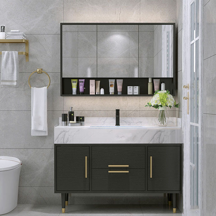 Double Sink Vanity Set 2 Doors Rectangle Freestanding Metal Frame Vanity with Mirror Vanity & Faucet & Mirror Cabinet Clearhalo 'Bathroom Remodel & Bathroom Fixtures' 'Bathroom Vanities' 'bathroom_vanities' 'Home Improvement' 'home_improvement' 'home_improvement_bathroom_vanities' 6787110