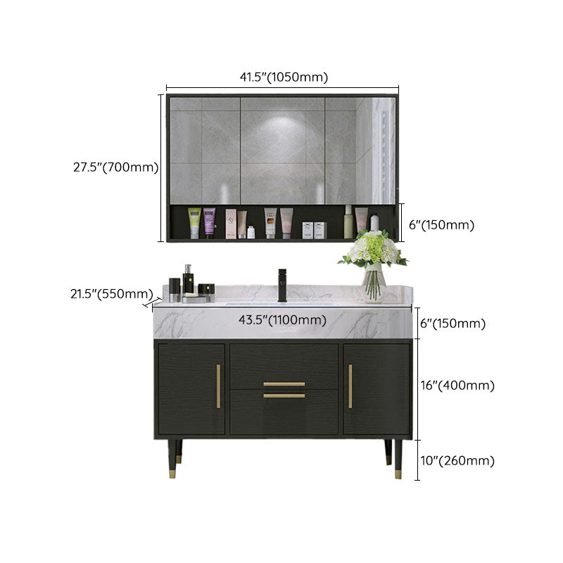 Double Sink Vanity Set 2 Doors Rectangle Freestanding Metal Frame Vanity with Mirror Clearhalo 'Bathroom Remodel & Bathroom Fixtures' 'Bathroom Vanities' 'bathroom_vanities' 'Home Improvement' 'home_improvement' 'home_improvement_bathroom_vanities' 6787117