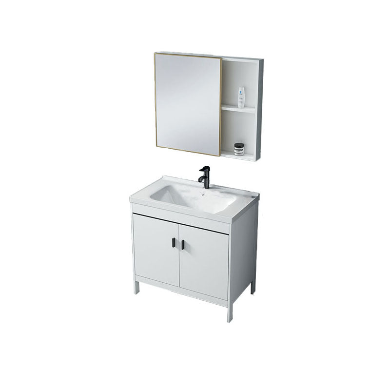 Modern Sink Vanity Free-standing Standard White Vanity Cabinet Vanity & Faucet & Mirror Cabinet 31.9"L x 18.9"W x 31.9"H Clearhalo 'Bathroom Remodel & Bathroom Fixtures' 'Bathroom Vanities' 'bathroom_vanities' 'Home Improvement' 'home_improvement' 'home_improvement_bathroom_vanities' 6787162