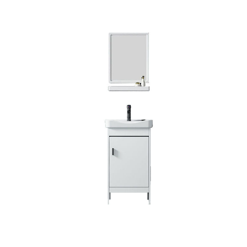 Modern Sink Vanity Free-standing Standard White Vanity Cabinet Vanity & Faucet & Mirrors 16.9"L x 13.8"W x 31.9"H Clearhalo 'Bathroom Remodel & Bathroom Fixtures' 'Bathroom Vanities' 'bathroom_vanities' 'Home Improvement' 'home_improvement' 'home_improvement_bathroom_vanities' 6787165