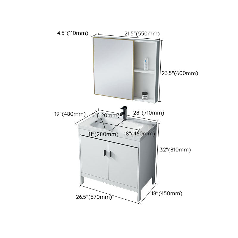 Modern Sink Vanity Free-standing Standard White Vanity Cabinet Clearhalo 'Bathroom Remodel & Bathroom Fixtures' 'Bathroom Vanities' 'bathroom_vanities' 'Home Improvement' 'home_improvement' 'home_improvement_bathroom_vanities' 6787176