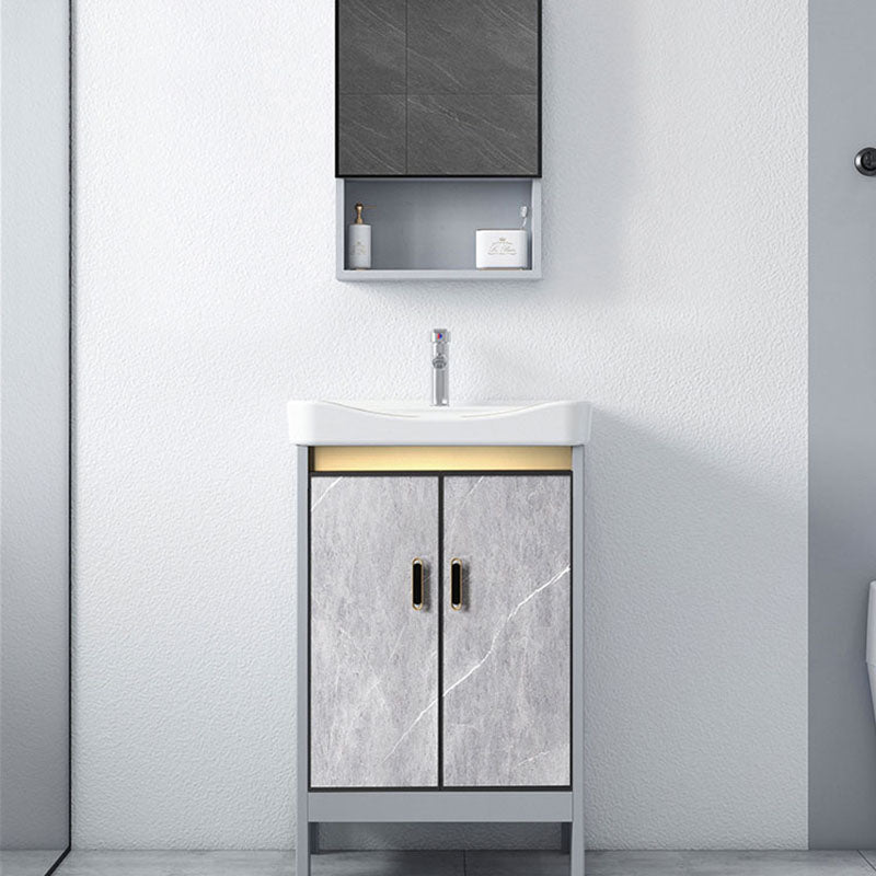 Modern Freestanding Vanity Sink Metal Bathroom Vanity Cabinet with Mirror Cabinet Clearhalo 'Bathroom Remodel & Bathroom Fixtures' 'Bathroom Vanities' 'bathroom_vanities' 'Home Improvement' 'home_improvement' 'home_improvement_bathroom_vanities' 6787185