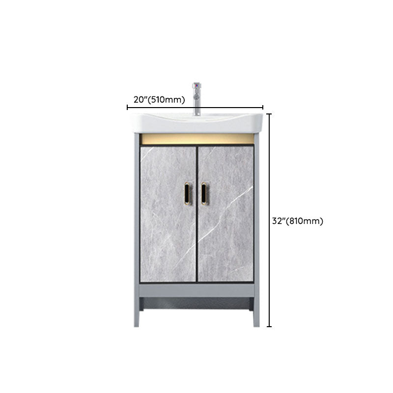 Modern Freestanding Vanity Sink Metal Bathroom Vanity Cabinet with Mirror Cabinet Clearhalo 'Bathroom Remodel & Bathroom Fixtures' 'Bathroom Vanities' 'bathroom_vanities' 'Home Improvement' 'home_improvement' 'home_improvement_bathroom_vanities' 6787202