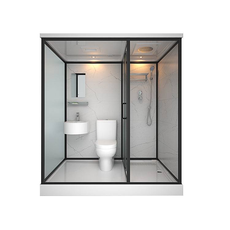 Modern Shower Stall Tempered Glass with Towel Bar Single Sliding Shower Enclosure Clearhalo 'Bathroom Remodel & Bathroom Fixtures' 'Home Improvement' 'home_improvement' 'home_improvement_shower_stalls_enclosures' 'Shower Stalls & Enclosures' 'shower_stalls_enclosures' 'Showers & Bathtubs' 6787229
