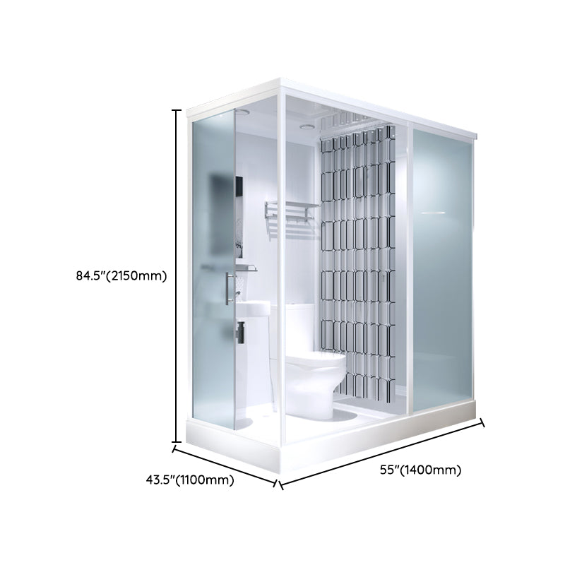 Modern Shower Stall Tempered Glass with Towel Bar Single Sliding Shower Enclosure Clearhalo 'Bathroom Remodel & Bathroom Fixtures' 'Home Improvement' 'home_improvement' 'home_improvement_shower_stalls_enclosures' 'Shower Stalls & Enclosures' 'shower_stalls_enclosures' 'Showers & Bathtubs' 6787239