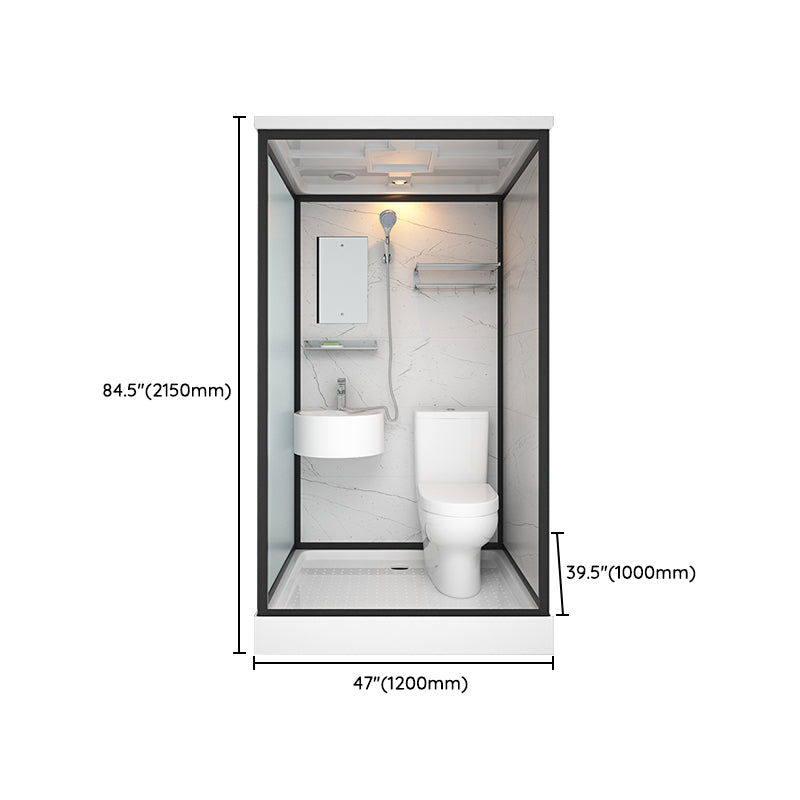 Modern Shower Stall Tempered Glass with Towel Bar Single Sliding Shower Enclosure Clearhalo 'Bathroom Remodel & Bathroom Fixtures' 'Home Improvement' 'home_improvement' 'home_improvement_shower_stalls_enclosures' 'Shower Stalls & Enclosures' 'shower_stalls_enclosures' 'Showers & Bathtubs' 6787240