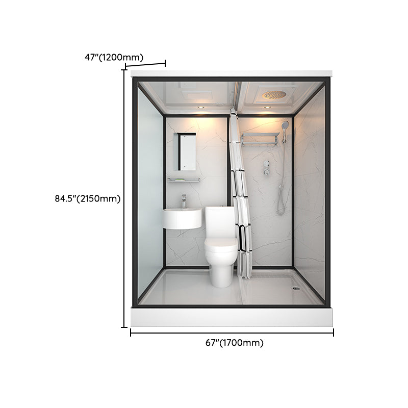 Modern Shower Stall Tempered Glass with Towel Bar Single Sliding Shower Enclosure Clearhalo 'Bathroom Remodel & Bathroom Fixtures' 'Home Improvement' 'home_improvement' 'home_improvement_shower_stalls_enclosures' 'Shower Stalls & Enclosures' 'shower_stalls_enclosures' 'Showers & Bathtubs' 6787241