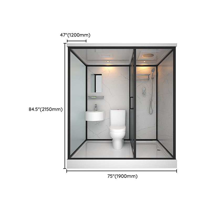 Modern Shower Stall Tempered Glass with Towel Bar Single Sliding Shower Enclosure Clearhalo 'Bathroom Remodel & Bathroom Fixtures' 'Home Improvement' 'home_improvement' 'home_improvement_shower_stalls_enclosures' 'Shower Stalls & Enclosures' 'shower_stalls_enclosures' 'Showers & Bathtubs' 6787243