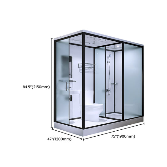 Modern Shower Stall Tempered Glass with Towel Bar Single Sliding Shower Enclosure Clearhalo 'Bathroom Remodel & Bathroom Fixtures' 'Home Improvement' 'home_improvement' 'home_improvement_shower_stalls_enclosures' 'Shower Stalls & Enclosures' 'shower_stalls_enclosures' 'Showers & Bathtubs' 6787244