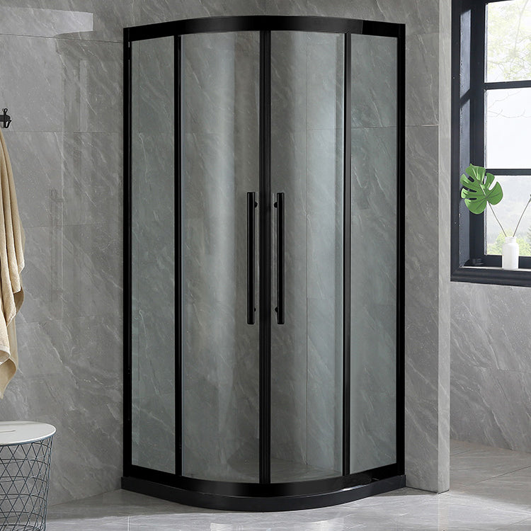 Semi-Frameless Tempered Glass Shower Enclosure Double Handles Shower Enclosure Black 31.5"L x 31.5"W x 80.7"H Clearhalo 'Bathroom Remodel & Bathroom Fixtures' 'Home Improvement' 'home_improvement' 'home_improvement_shower_stalls_enclosures' 'Shower Stalls & Enclosures' 'shower_stalls_enclosures' 'Showers & Bathtubs' 6787245