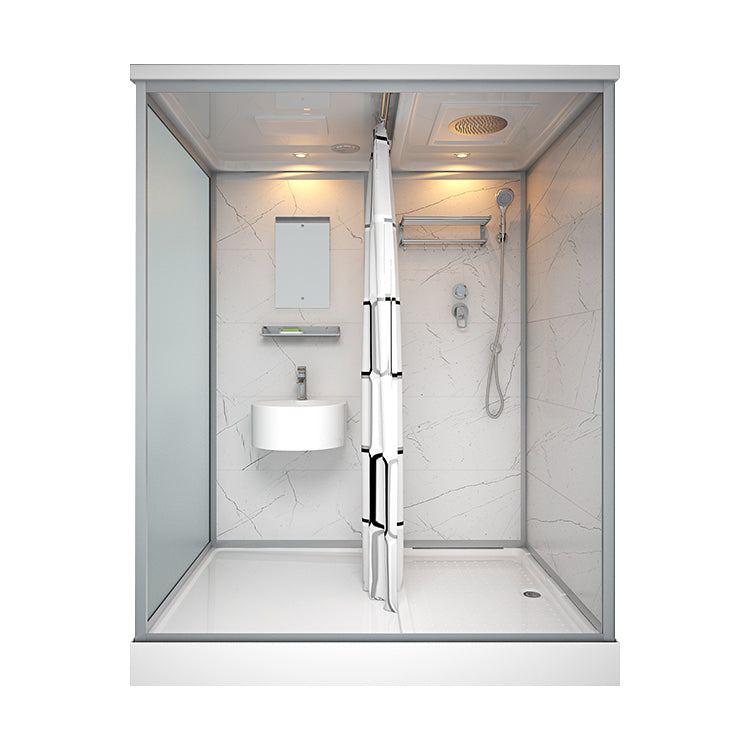Sliding Shower Enclosure Framed Shower Enclosure with Tempered Glass White 55"L x 43"W x 85"H Toilet Not Included Clearhalo 'Bathroom Remodel & Bathroom Fixtures' 'Home Improvement' 'home_improvement' 'home_improvement_shower_stalls_enclosures' 'Shower Stalls & Enclosures' 'shower_stalls_enclosures' 'Showers & Bathtubs' 6787269