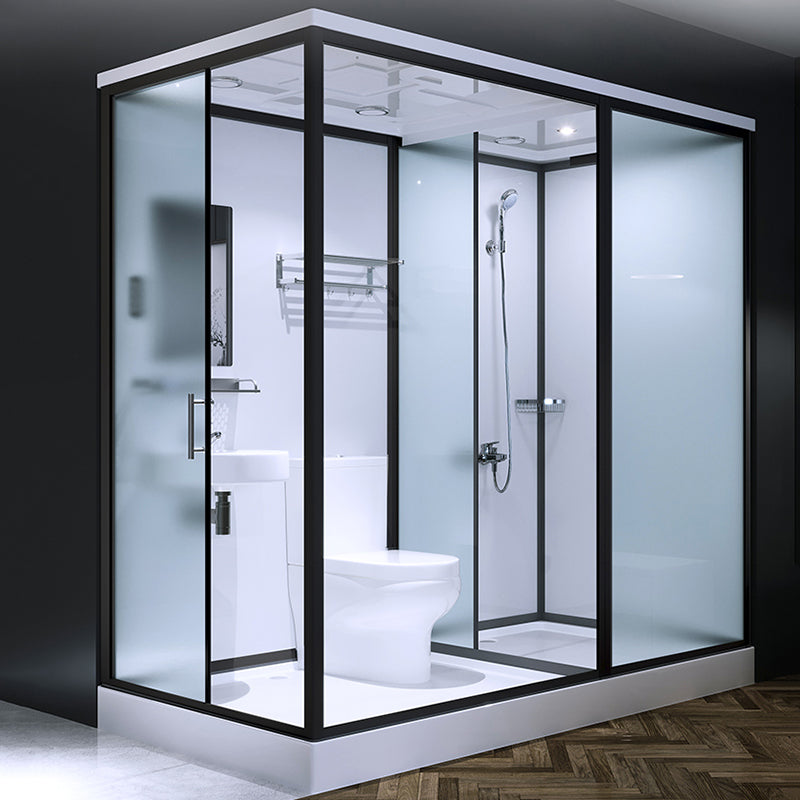Sliding Shower Enclosure Framed Shower Enclosure with Tempered Glass Clearhalo 'Bathroom Remodel & Bathroom Fixtures' 'Home Improvement' 'home_improvement' 'home_improvement_shower_stalls_enclosures' 'Shower Stalls & Enclosures' 'shower_stalls_enclosures' 'Showers & Bathtubs' 6787273