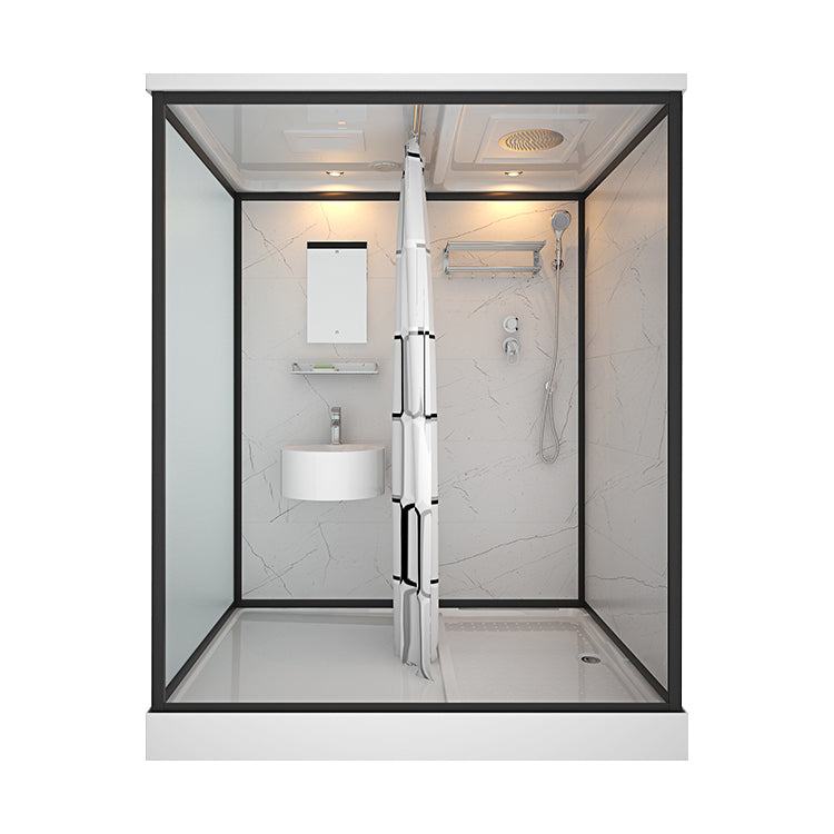 Sliding Shower Enclosure Framed Shower Enclosure with Tempered Glass Black 67"L x 47"W x 85"H Toilet Not Included Clearhalo 'Bathroom Remodel & Bathroom Fixtures' 'Home Improvement' 'home_improvement' 'home_improvement_shower_stalls_enclosures' 'Shower Stalls & Enclosures' 'shower_stalls_enclosures' 'Showers & Bathtubs' 6787274