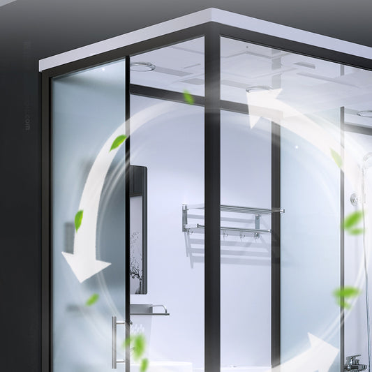 Sliding Shower Enclosure Framed Shower Enclosure with Tempered Glass Clearhalo 'Bathroom Remodel & Bathroom Fixtures' 'Home Improvement' 'home_improvement' 'home_improvement_shower_stalls_enclosures' 'Shower Stalls & Enclosures' 'shower_stalls_enclosures' 'Showers & Bathtubs' 6787279