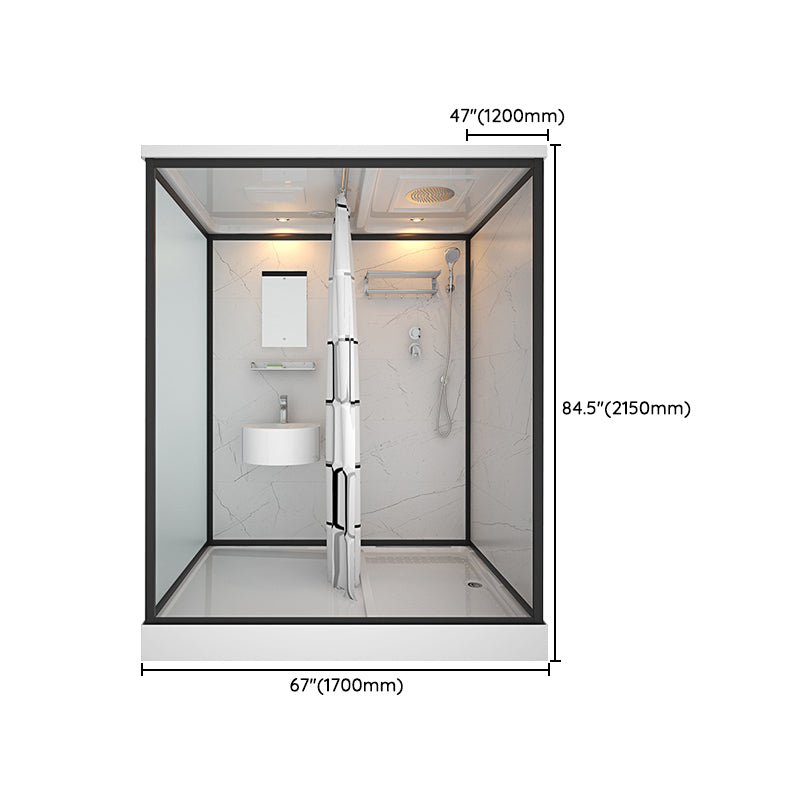 Sliding Shower Enclosure Framed Shower Enclosure with Tempered Glass Clearhalo 'Bathroom Remodel & Bathroom Fixtures' 'Home Improvement' 'home_improvement' 'home_improvement_shower_stalls_enclosures' 'Shower Stalls & Enclosures' 'shower_stalls_enclosures' 'Showers & Bathtubs' 6787285