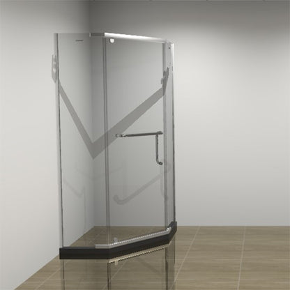 Linear Sliding Double Handles Shower Enclosure Metal Semi-Frameless Shower Enclosure Silver Clearhalo 'Bathroom Remodel & Bathroom Fixtures' 'Home Improvement' 'home_improvement' 'home_improvement_shower_stalls_enclosures' 'Shower Stalls & Enclosures' 'shower_stalls_enclosures' 'Showers & Bathtubs' 6787289