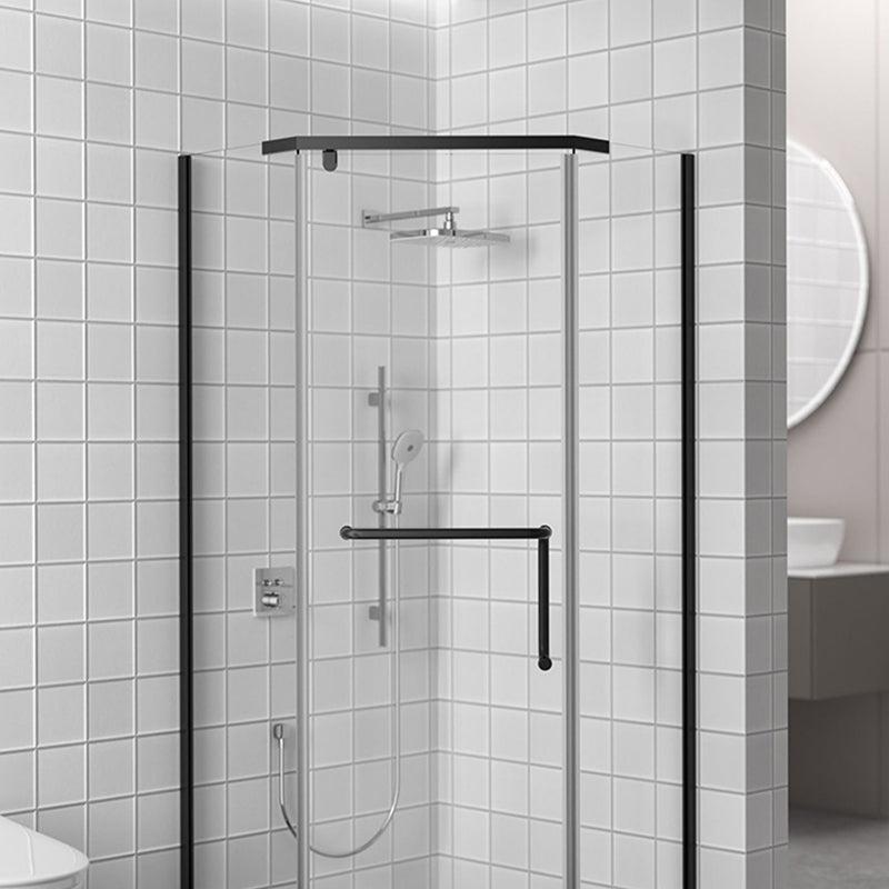 Linear Sliding Double Handles Shower Enclosure Metal Semi-Frameless Shower Enclosure Clearhalo 'Bathroom Remodel & Bathroom Fixtures' 'Home Improvement' 'home_improvement' 'home_improvement_shower_stalls_enclosures' 'Shower Stalls & Enclosures' 'shower_stalls_enclosures' 'Showers & Bathtubs' 6787290