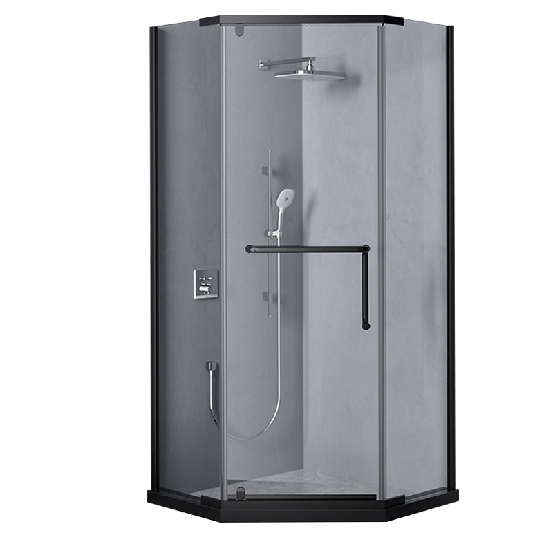 Linear Sliding Double Handles Shower Enclosure Metal Semi-Frameless Shower Enclosure Clearhalo 'Bathroom Remodel & Bathroom Fixtures' 'Home Improvement' 'home_improvement' 'home_improvement_shower_stalls_enclosures' 'Shower Stalls & Enclosures' 'shower_stalls_enclosures' 'Showers & Bathtubs' 6787293