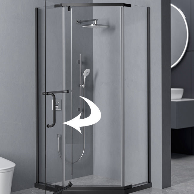 Linear Sliding Double Handles Shower Enclosure Metal Semi-Frameless Shower Enclosure Clearhalo 'Bathroom Remodel & Bathroom Fixtures' 'Home Improvement' 'home_improvement' 'home_improvement_shower_stalls_enclosures' 'Shower Stalls & Enclosures' 'shower_stalls_enclosures' 'Showers & Bathtubs' 6787302