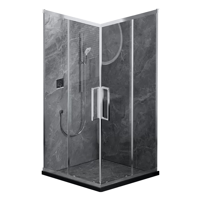Semi-Frameless Tempered Glass Shower Enclosure with Half-Framed Shower Enclosure Silver Clearhalo 'Bathroom Remodel & Bathroom Fixtures' 'Home Improvement' 'home_improvement' 'home_improvement_shower_stalls_enclosures' 'Shower Stalls & Enclosures' 'shower_stalls_enclosures' 'Showers & Bathtubs' 6787311