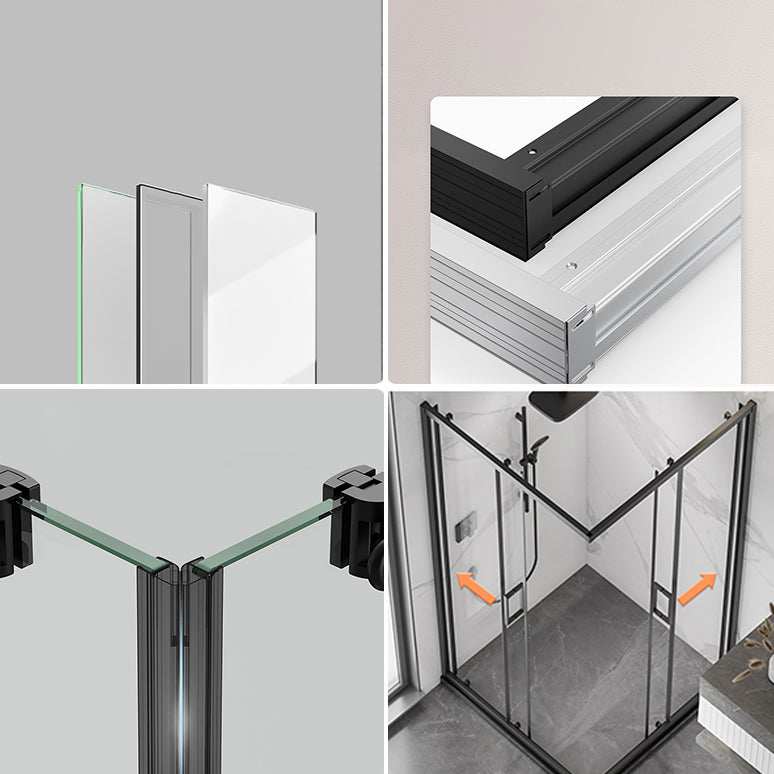 Semi-Frameless Tempered Glass Shower Enclosure with Half-Framed Shower Enclosure Clearhalo 'Bathroom Remodel & Bathroom Fixtures' 'Home Improvement' 'home_improvement' 'home_improvement_shower_stalls_enclosures' 'Shower Stalls & Enclosures' 'shower_stalls_enclosures' 'Showers & Bathtubs' 6787326