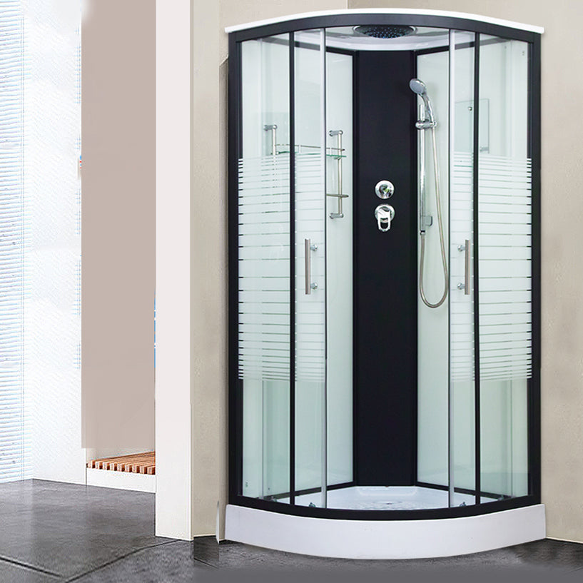 Clear Glass Double Sliding Shower Enclosure One Piece Framed Shower Enclosure 35.4"L x 35.4"W x 82.7"H Clearhalo 'Bathroom Remodel & Bathroom Fixtures' 'Home Improvement' 'home_improvement' 'home_improvement_shower_stalls_enclosures' 'Shower Stalls & Enclosures' 'shower_stalls_enclosures' 'Showers & Bathtubs' 6787329