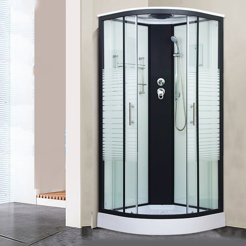 Clear Glass Double Sliding Shower Enclosure One Piece Framed Shower Enclosure 31.5"L x 31.5"W x 82.7"H Clearhalo 'Bathroom Remodel & Bathroom Fixtures' 'Home Improvement' 'home_improvement' 'home_improvement_shower_stalls_enclosures' 'Shower Stalls & Enclosures' 'shower_stalls_enclosures' 'Showers & Bathtubs' 6787330
