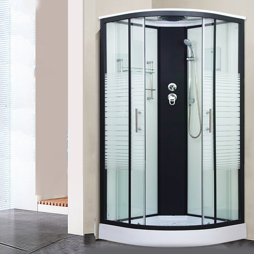 Clear Glass Double Sliding Shower Enclosure One Piece Framed Shower Enclosure 43.3"L x 43.3"W x 82.7"H Clearhalo 'Bathroom Remodel & Bathroom Fixtures' 'Home Improvement' 'home_improvement' 'home_improvement_shower_stalls_enclosures' 'Shower Stalls & Enclosures' 'shower_stalls_enclosures' 'Showers & Bathtubs' 6787334
