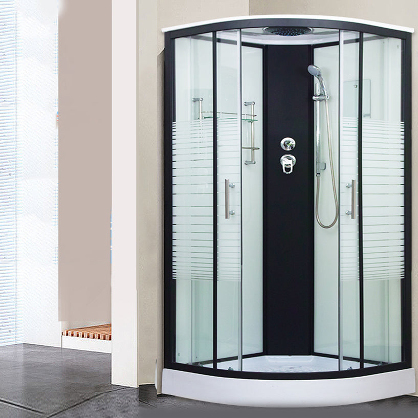 Clear Glass Double Sliding Shower Enclosure One Piece Framed Shower Enclosure 47.2"L x 47.2"W x 84.6"H Clearhalo 'Bathroom Remodel & Bathroom Fixtures' 'Home Improvement' 'home_improvement' 'home_improvement_shower_stalls_enclosures' 'Shower Stalls & Enclosures' 'shower_stalls_enclosures' 'Showers & Bathtubs' 6787336