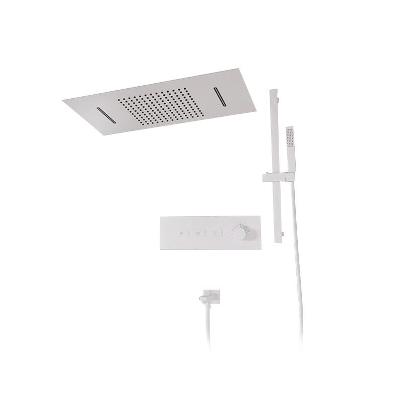 Shower Set into The Wall Concealed Waterfall Thermostatic Shower Set Full Copper White Ceiling Top Spray Clearhalo 'Bathroom Remodel & Bathroom Fixtures' 'Home Improvement' 'home_improvement' 'home_improvement_shower_faucets' 'Shower Faucets & Systems' 'shower_faucets' 'Showers & Bathtubs Plumbing' 'Showers & Bathtubs' 6787351