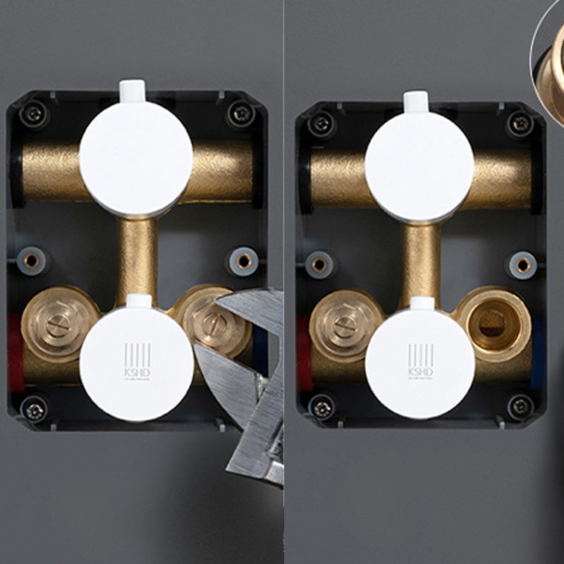 White Shower Set into The Wall Concealed Waterfall Thermostatic Shower Set Full Copper Clearhalo 'Bathroom Remodel & Bathroom Fixtures' 'Home Improvement' 'home_improvement' 'home_improvement_shower_faucets' 'Shower Faucets & Systems' 'shower_faucets' 'Showers & Bathtubs Plumbing' 'Showers & Bathtubs' 6787362