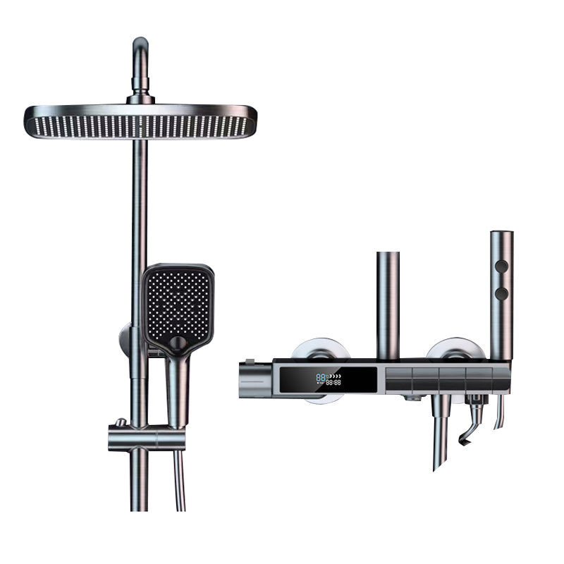 Grey Shower Set Piano Button Intelligent Digital Display Thermostatic Shower Shower Head Clearhalo 'Bathroom Remodel & Bathroom Fixtures' 'Home Improvement' 'home_improvement' 'home_improvement_shower_faucets' 'Shower Faucets & Systems' 'shower_faucets' 'Showers & Bathtubs Plumbing' 'Showers & Bathtubs' 6787399