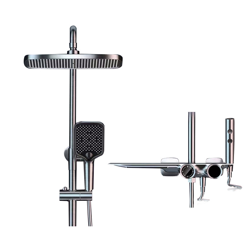 Grey Shower Set Intelligent Digital Display Thermostatic Full Copper Shower Head Grey Digital Display Not Included Spray Gun Included Clearhalo 'Bathroom Remodel & Bathroom Fixtures' 'Home Improvement' 'home_improvement' 'home_improvement_shower_faucets' 'Shower Faucets & Systems' 'shower_faucets' 'Showers & Bathtubs Plumbing' 'Showers & Bathtubs' 6787413