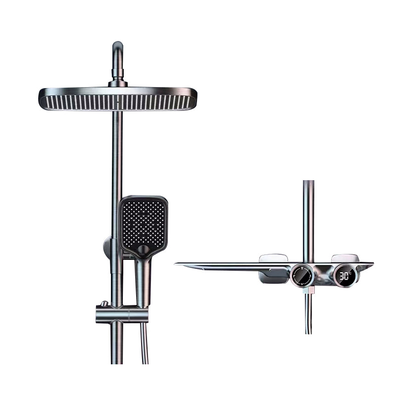 Grey Shower Set Intelligent Digital Display Thermostatic Full Copper Shower Head Clearhalo 'Bathroom Remodel & Bathroom Fixtures' 'Home Improvement' 'home_improvement' 'home_improvement_shower_faucets' 'Shower Faucets & Systems' 'shower_faucets' 'Showers & Bathtubs Plumbing' 'Showers & Bathtubs' 6787419