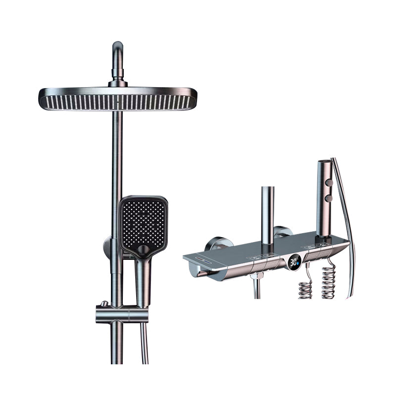 Grey Shower Set Thermostatic Button Intelligent Digital Display Bathroom Rain Shower Head Grey Temperature Control Clearhalo 'Bathroom Remodel & Bathroom Fixtures' 'Home Improvement' 'home_improvement' 'home_improvement_shower_faucets' 'Shower Faucets & Systems' 'shower_faucets' 'Showers & Bathtubs Plumbing' 'Showers & Bathtubs' 6787423