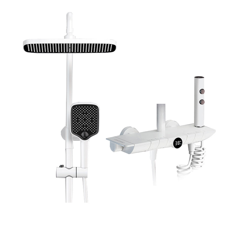 Grey Shower Set Thermostatic Button Intelligent Digital Display Bathroom Rain Shower Head White Clearhalo 'Bathroom Remodel & Bathroom Fixtures' 'Home Improvement' 'home_improvement' 'home_improvement_shower_faucets' 'Shower Faucets & Systems' 'shower_faucets' 'Showers & Bathtubs Plumbing' 'Showers & Bathtubs' 6787424