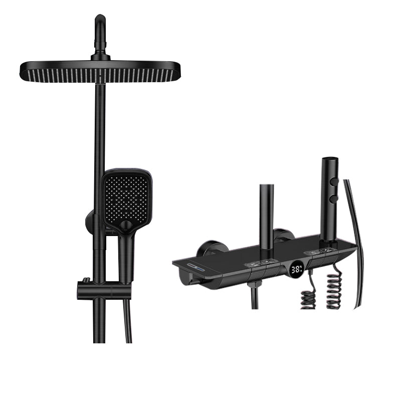 Grey Shower Set Thermostatic Button Intelligent Digital Display Bathroom Rain Shower Head Black Clearhalo 'Bathroom Remodel & Bathroom Fixtures' 'Home Improvement' 'home_improvement' 'home_improvement_shower_faucets' 'Shower Faucets & Systems' 'shower_faucets' 'Showers & Bathtubs Plumbing' 'Showers & Bathtubs' 6787426
