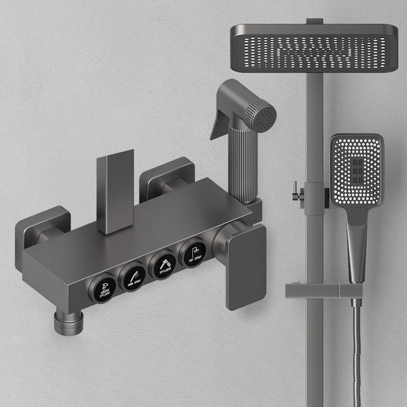 Contemporary Style Brass Shower Faucet with Shower Arm Wall Mounted Shower Combo Temperature Control Digital Display Not Included Clearhalo 'Bathroom Remodel & Bathroom Fixtures' 'Home Improvement' 'home_improvement' 'home_improvement_shower_faucets' 'Shower Faucets & Systems' 'shower_faucets' 'Showers & Bathtubs Plumbing' 'Showers & Bathtubs' 6787445