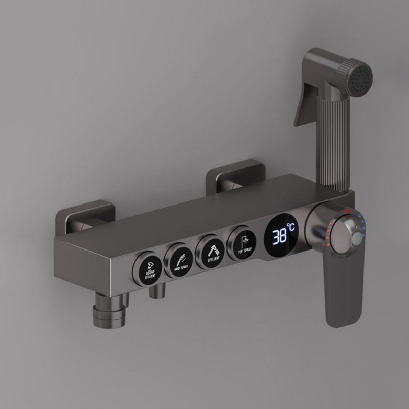 Contemporary Style Brass Shower Faucet with Shower Arm Wall Mounted Shower Combo Clearhalo 'Bathroom Remodel & Bathroom Fixtures' 'Home Improvement' 'home_improvement' 'home_improvement_shower_faucets' 'Shower Faucets & Systems' 'shower_faucets' 'Showers & Bathtubs Plumbing' 'Showers & Bathtubs' 6787455