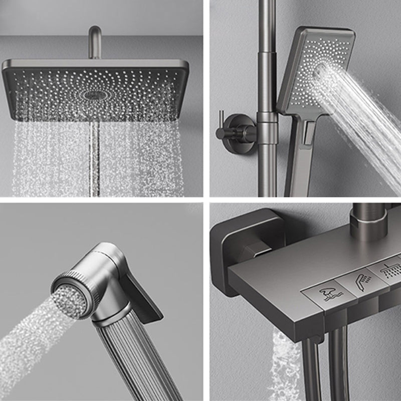 Contemporary Style Brass Shower Faucet Adjustable Spray Pattern Wall Mounted Shower Combo Clearhalo 'Bathroom Remodel & Bathroom Fixtures' 'Home Improvement' 'home_improvement' 'home_improvement_shower_faucets' 'Shower Faucets & Systems' 'shower_faucets' 'Showers & Bathtubs Plumbing' 'Showers & Bathtubs' 6787475