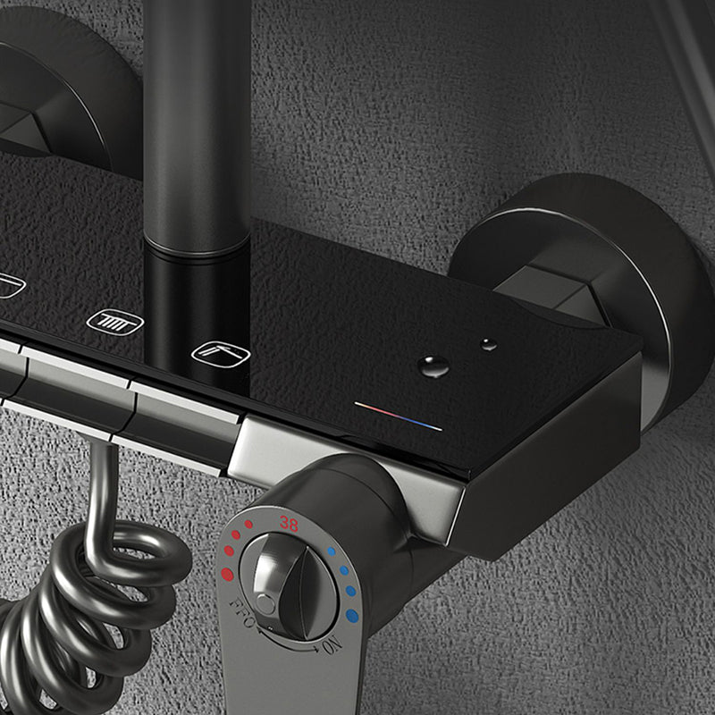 Modern Brass Shower Faucet Valve Included Wall Mounted Shower Combo Clearhalo 'Bathroom Remodel & Bathroom Fixtures' 'Home Improvement' 'home_improvement' 'home_improvement_shower_faucets' 'Shower Faucets & Systems' 'shower_faucets' 'Showers & Bathtubs Plumbing' 'Showers & Bathtubs' 6787486