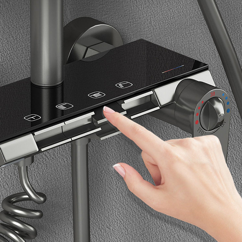 Modern Brass Shower Faucet Valve Included Wall Mounted Shower Combo Clearhalo 'Bathroom Remodel & Bathroom Fixtures' 'Home Improvement' 'home_improvement' 'home_improvement_shower_faucets' 'Shower Faucets & Systems' 'shower_faucets' 'Showers & Bathtubs Plumbing' 'Showers & Bathtubs' 6787495