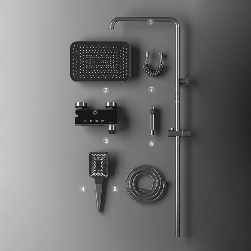 Modern Brass Shower Faucet Valve Included Wall Mounted Shower Combo Clearhalo 'Bathroom Remodel & Bathroom Fixtures' 'Home Improvement' 'home_improvement' 'home_improvement_shower_faucets' 'Shower Faucets & Systems' 'shower_faucets' 'Showers & Bathtubs Plumbing' 'Showers & Bathtubs' 6787497