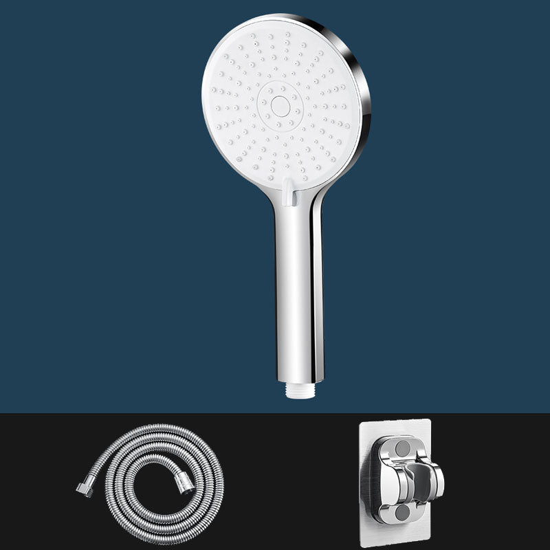 ABS Plastic Handheld Shower Head High Flow 5-Spray Patterns Wall-Mount Showerhead White Silver Shower Heads with Holder and Hose Clearhalo 'Bathroom Remodel & Bathroom Fixtures' 'Home Improvement' 'home_improvement' 'home_improvement_shower_heads' 'Shower Heads' 'shower_heads' 'Showers & Bathtubs Plumbing' 'Showers & Bathtubs' 6787658