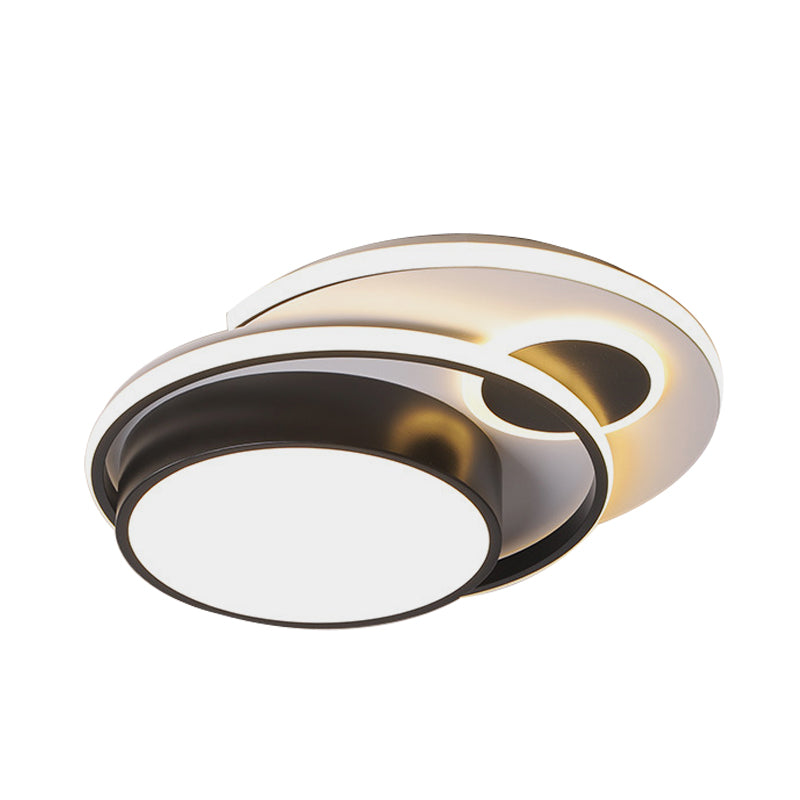 Metallic Drum Flush Mount Lighting Modernism LED Black Ceiling Flush for Bedroom, 16"/19.5" Wide Clearhalo 'Ceiling Lights' 'Close To Ceiling Lights' 'Close to ceiling' 'Flush mount' Lighting' 678771