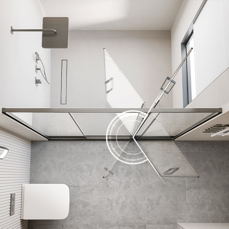 Glass and Metal Shower Door Simple One-Line Shower Bath Door Clearhalo 'Bathroom Remodel & Bathroom Fixtures' 'Home Improvement' 'home_improvement' 'home_improvement_shower_tub_doors' 'Shower and Tub Doors' 'shower_tub_doors' 'Showers & Bathtubs' 6788434