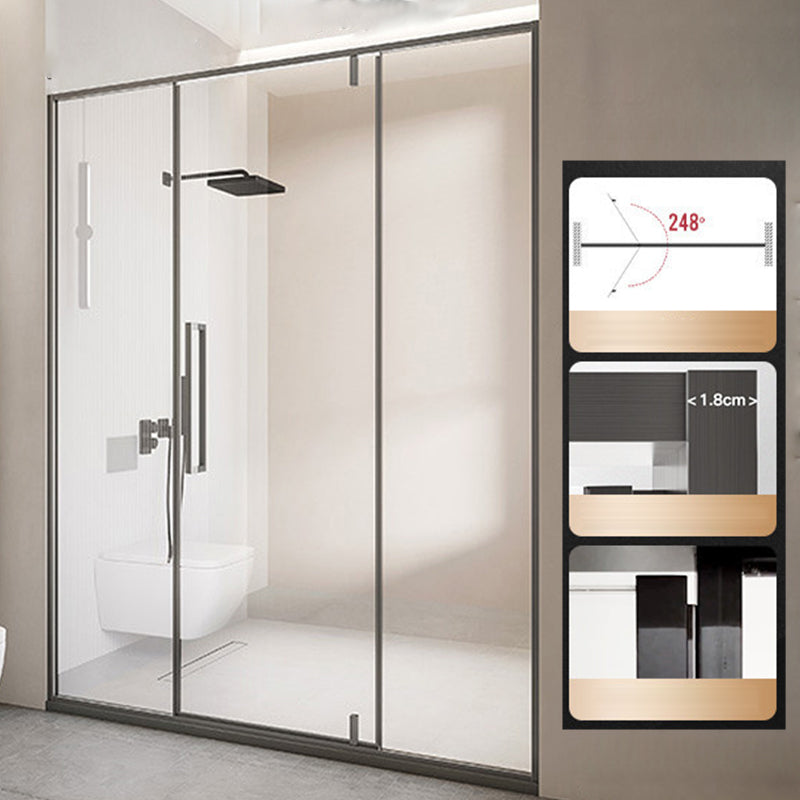Glass and Metal Shower Door Simple One-Line Shower Bath Door Gray Right Clearhalo 'Bathroom Remodel & Bathroom Fixtures' 'Home Improvement' 'home_improvement' 'home_improvement_shower_tub_doors' 'Shower and Tub Doors' 'shower_tub_doors' 'Showers & Bathtubs' 6788437