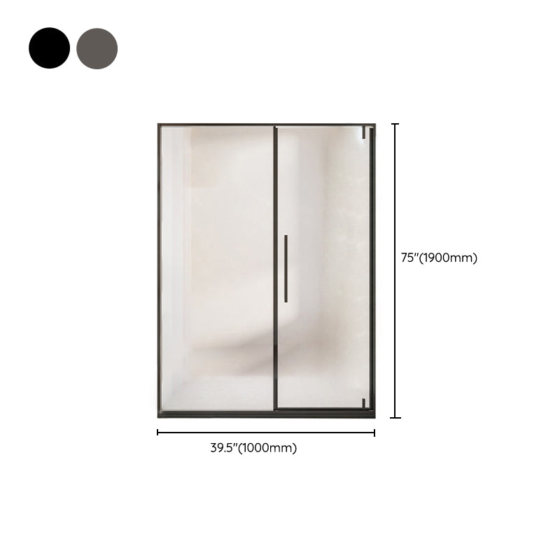 Glass and Metal Shower Door Simple One-Line Shower Bath Door Clearhalo 'Bathroom Remodel & Bathroom Fixtures' 'Home Improvement' 'home_improvement' 'home_improvement_shower_tub_doors' 'Shower and Tub Doors' 'shower_tub_doors' 'Showers & Bathtubs' 6788451